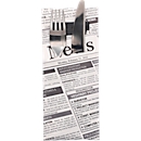 Pochettes à couverts Papstar Newsprint, L 85 x H 200 mm, incl. serviette 2 plis L 330 x H 330 mm, papier FSC®, noir-blanc, 520 pièces