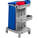 Poly I cleaning trolley, 2 x 4 l buckets, 2 storage trays, with waste bag holder rack