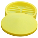 Polyetheen vattrechter, Ø 640 mm, 48 liter, met afneembaar deksel, voor IBC tanks van 100 liter, met zeef, geel