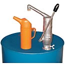 Pompe à main CEMO, 0,25 l/course, sortie courbe, buse anti-goutte, pour fûts de 60/200 l