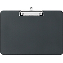 Porte-bloc, A4, largeur de serrage 8 mm, pince sur le côté long, peut être accrochée, plastique recyclé, noir