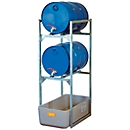 Porte-fûts type 120 variante 1 CEMO, avec bac de récupération et support de fûts, 2 fûts de 60 L, L 450 x l 820 x H 1310 mm