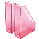 Porte-revues HELIT, format A4-C4, polystyrène, 2 p., rouge transparent