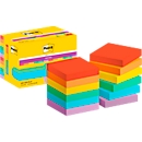 POST-IT Haftnotizen Super Sticky Notes Playful 622-12SS-PLAY, 51 x 51 mm, wiederablösbar, cellophanfrei verpackt, farbig, 12 x 90 Blatt