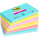 Post-it® Super Sticky Notes 6556SMI, Miami-kleurencollectie, 6 blokken à 90 vellen