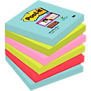 Post-it® Super Sticky Notes Cosmic 654-6SS-COS, 76 x 76 mm, farbig, 6 Blöcke á 90 Blatt