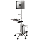 Poste de travail FPMA-MOBILE1800 NewStar, pour écrans 10-27 »/clavier/souris/PC hauteur ajustable, inclinable à 25 degrés
