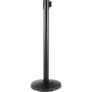 Poteau de balisage à sangle rétractable, lot de 2, noir, sangle noire/jaune