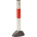 Poteau de parking Mottez, avec socle, L 50 x H 600 mm, serrure à cylindre européen, tube acier zingué antirouille et embase acier et polyamide