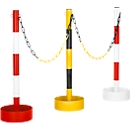 Potelet à chaîne - pour l'intérieur - acier - recouvert de film PVC - blanc/rouge