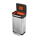 Poubelle à pédale Intelligent Waste Titan, rectangulaire, 30 L, avec couvercle, Compacteur de déchets et filtre anti-odeurs, inox