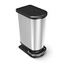 Poubelle à pédale Rotho duo PASO, 2x 25 l, ovale, anti-odeur, plastique (sans BPA), argent métallique