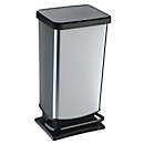 Poubelle à pédale Rotho PASO, 40 l, rectangulaire, anti-odeur, plastique (sans BPA), argent métallique