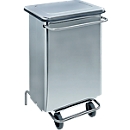 Poubelle Continox, inox, 2 roues en caoutchouc, avec pédale, 70 L