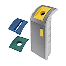 Poubelle pour tri sélectif ProfiLine WSB Design Plus XXXL Hailo, ABS, gris, 120 L, avec 3 bacs colorés