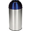 Poubelle ronde en inox Orgavente, 40 litres, Ø 380 x H 740 mm, pour l'intérieur, couvercle bleu