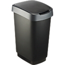 Poubelle Rotho TWIST, 25 l, 2 ouvertures possibles, plastique, argent foncé