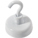 Power magnet with hook, Ø 25 mm, adhesive force 4 kg, white, 5 pieces