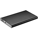 Powerbank, 4.000 mAh, USB + Micro-USB, Aluminium, extra flach, schwarz