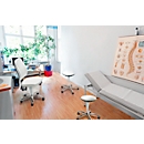 Praxishocker bimos, mit Rollen, für Labore & hygienekritische Bereiche, höhenverstellbar, B 400 x T 400 x H 460-630 mm, Kunstleder, schwarz