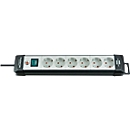 Premium-Line stekkerdozen, 6-voudig, zwart/lichtgrijs