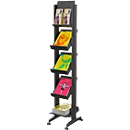 Présentoir mobile CORNER - l. 350 x P 385 x H 1675 mm - 5 étagères - noir