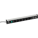Prise multiple Treston 468/3, 6x, 2 x USB A & 2 x CAT6A, interrupteur marche/arrêt, câble de 4,5 m, L 468 x P 44 x H 52 mm, aluminium