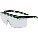 PRO FIT Schutzbrille Kubik, EN 166/170, OTG, schwarz/grün Bügel, klare Panoramascheibe, beschlagfrei