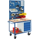 Profi-werkbank met 4 schuifladen, 2 x geperforeerd paneel, 1 x sleuvenpaneel, 1250 x 700 x 1990 mm