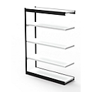 PROGRESS 2000 steel shelving unit, shelf module, without rear wall, H 1900 x W 1000 x D 300 mm, frame black