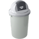 Push afvalemmer met deksel en inworpklep, 47 l, grijs
