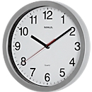 Quarz Wanduhr Maul MAULrun, rund, für Innenräume, arabische Zahlen, Minuten & Stundeneinheiten, ∅ 252 mm, Kunststoff & Mineralglas, silber-weiß-schwarz, inkl. Batterie