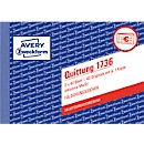 Quittung Avery Zweckform 1736, inkl. MwSt., A6 Querformat, 1 Block mit 2 x 40 Blatt, FSC®-Papier, weiß/gelb