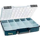Raaco CarryLite 80 5x10-15 assortimentskoffer, met 15 inzetstukken, B 413 x D 330 x H 79 mm, gemaakt van polycarbonaat/polypropeen, transparant/blauw