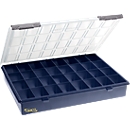Raaco Sortimentskasten Assorter 4-32, 32 feste Einteilungen, B 338 x T 260 x H 57 mm, aus Polypropylen, transparent/blau