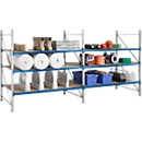 Racking system WR 600, base module, galvanised cross beam, with 2 levels, 2200 x 2200 x 1050 mm
