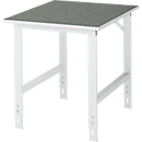 Rau Arbeitstisch Tom, manuell höhenverstellbar, 25 mm Spanplatte mit Linoleumbelag, bis 500 kg, B 750 x T 1000 x H 760-1080 mm, hellgrau/lichtgrau