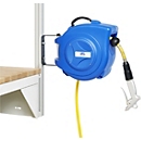 Rau Enrouleur de tuyau d'air comprimé, automatique, 10 m, Ø 10 mm, jusqu'à 12 bar, boîtier PP, L 390 x P 180 x H 330 mm, bleu/noir