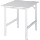 Rau ESD-werktafel Tom, handmatig in hoogte verstelbaar, 28 mm spaanplaat met melamine coating, tot 500 kg, B 750 x D 1000 x H 760-1080 mm, lichtgrijs
