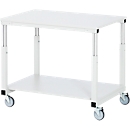 Rau Tischwagen Serie E, 2 Etagen, EGB-Melaminplatten, Stahlrohr-Gestell, 4 TPE-Lenkrollen, B 700 x T 500 x H 650-1000 mm, bis 450 kg, lichtgrau