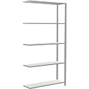 Rayonnage à emboîter MULTIplus150 Express - module d'extension - l. 1000 x P 300 x H 2000 mm - 5 étagères - capacité de charge par étagère 150 kg - acier - gris clair RAL 7035