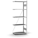 Rayonnage à emboîter Orion Plus - module d'extension - l. 750 x P 400 x H 2000 mm - 5 étagères - capacité de charge par étagère 125 kg - galvanisé