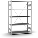 Rayonnage à emboîter Orion Plus - module de base - l. 1300 x P 600 x H 2000 mm - 5 étagères - capacité de charge par étagère 110 kg - galvanisé