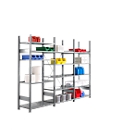 Rayonnage à emboîter R 3000, l. 3105 x P 300 x H 2278 mm, rayonnage 3 modules : 1 module de base et 2 modules d’extension avec 15 tablettes réglables en hauteur, en acier galvanisé