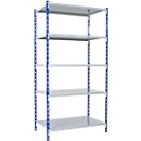 Rayonnage à emboîter - universel - l. 1000 x P 400 x H 2000 mm -  5 étagères - capacité de charge par étagère 125 kg  - bleu ciel RAL 5015