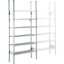 Rayonnage à étagères R3000 SSI Schäfer, Rayonnage de base, 5 tablettes galvanisées, l. 1055 x H 2278 mm