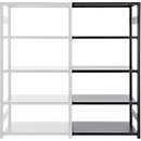 Rayonnage emboîtable ORDO Business - acier - élément d'extension – modulaire – charge admissible 1200 kg - l. 1010 x P 435 x H 2000 mm - avec 5 tablettes – noir profond mat RAL 9005