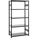 Rayonnage emboîtable ORDO Business - acier - élément de base - modulaire - charge admissible 1200 kg - l. 810 x P 435 x H 2000 mm - avec 5 tablettes - noir foncé RAL 9005