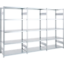 Rayonnage emboîtable ORDO Industry - acier - 1 élément de base + 2 éléments d'extension – modulaire – charge admissible 1200 kg - l. 3080 x P 835 x H 2000 mm - avec 15 tablettes – galvanisé
