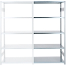 Rayonnage emboîtable ORDO Industry, rayonnage additionnel, modulaire, 5 tablettes, charge admissible par tablette 140 kg, charge admissible par élément 1200 kg, L 1010 x P 535 x H 2000 mm, acier galvanisé
